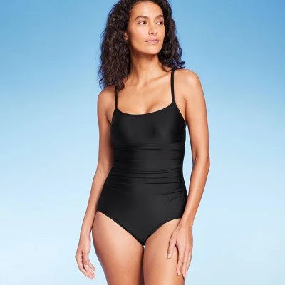 New - Kona Sol Women's Front One Piece Swimsuit Full Coverage Tank Swimwear Retro Swimwear Style