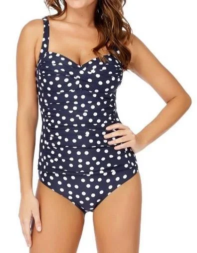 N33345 Niptuck Tankini Singlet Navy Polka Dot Multi Fit Two-Piece Beachwear