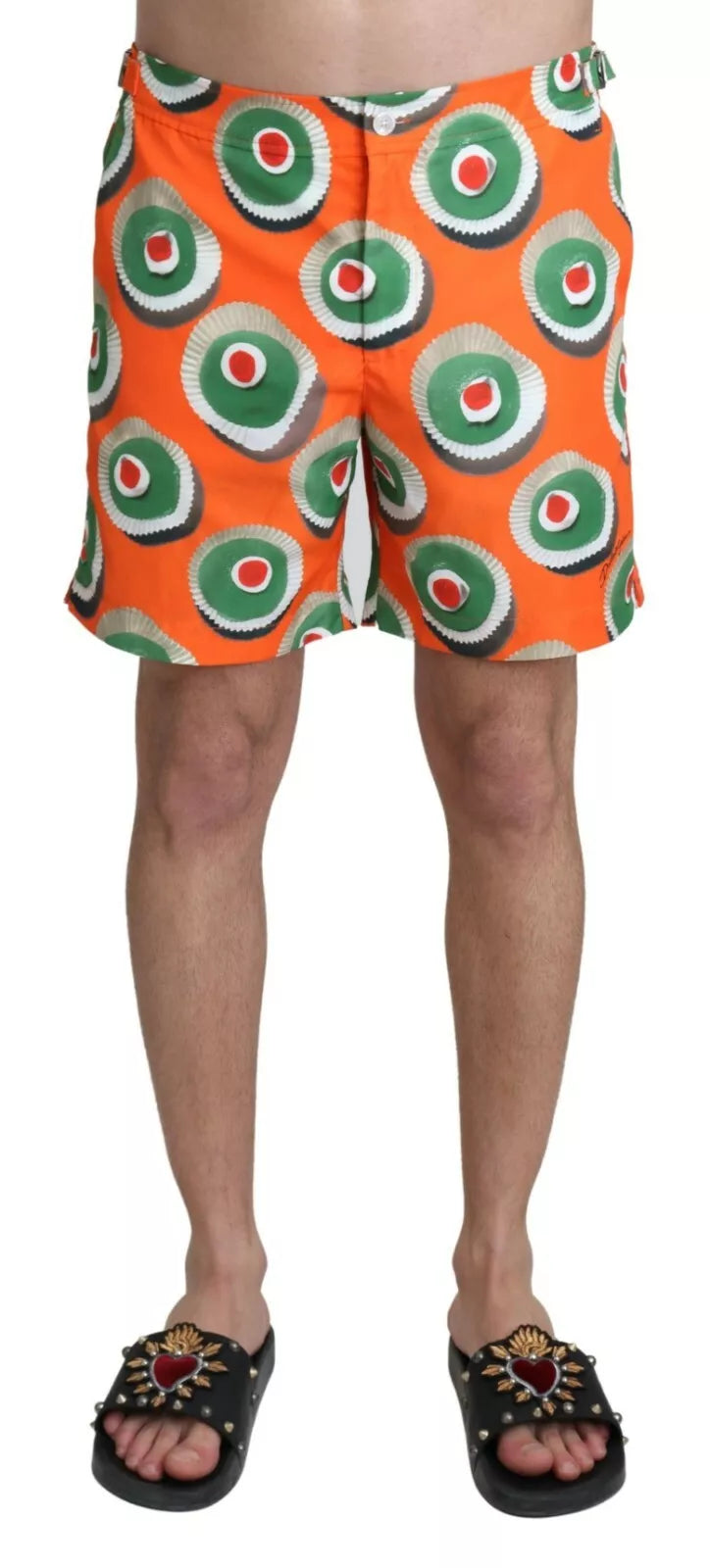 Dolce & Gabbana Orange Cupcake Beachwear Shorts Swimwear Adjustable Strap Swimsuit