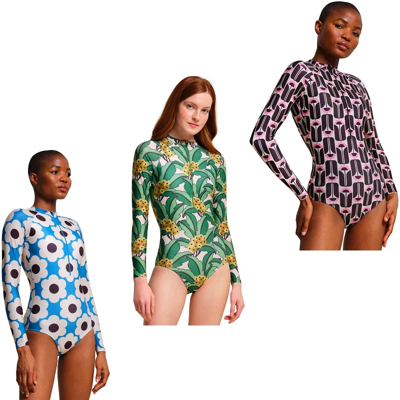Regatta Womens Orla Kiely Front Zip Swimming Costume Trendy Swimsuit Bottoms