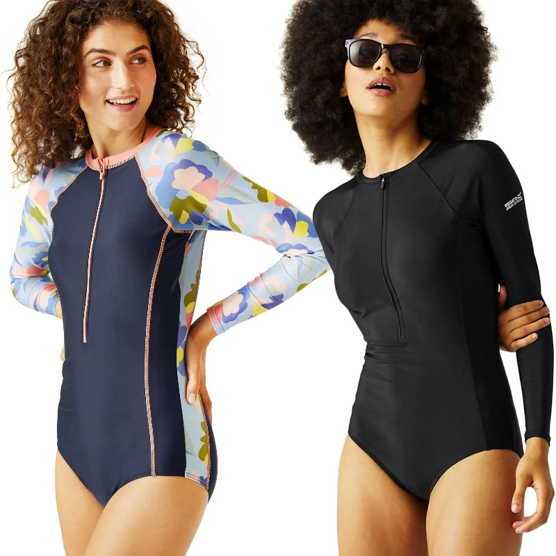 Regatta Womens Willowfield Long Sleeve Swimming Costume Chic Swimsuit Cover-Up