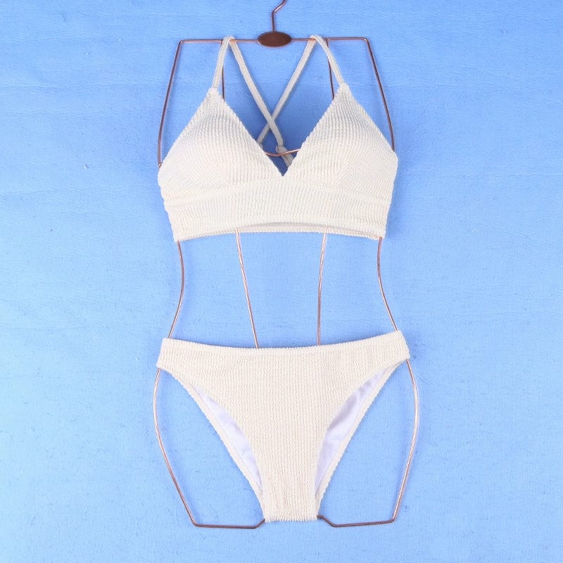 Small Discount Bikini Women's Fashion Thread Fitted Slimming and Simple Swimsuit Sexy Vacation Small Chest Separates Swimsuit Floral Swimwear Set