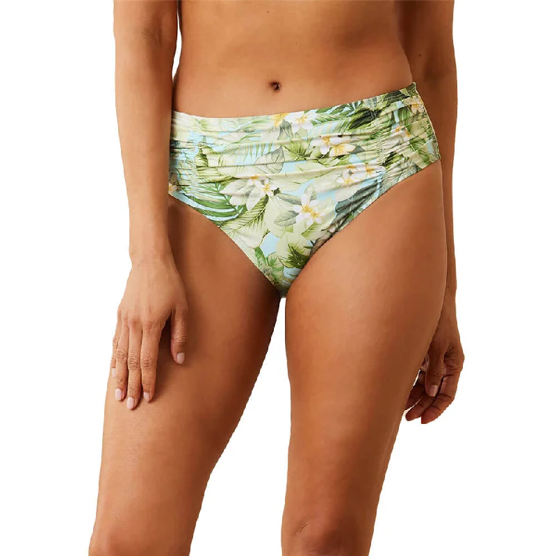 Tommy Bahama Paradise Fronds Shirred High Waist Bottom - Lt Swimming Pool Sleek Racerback Swimsuit