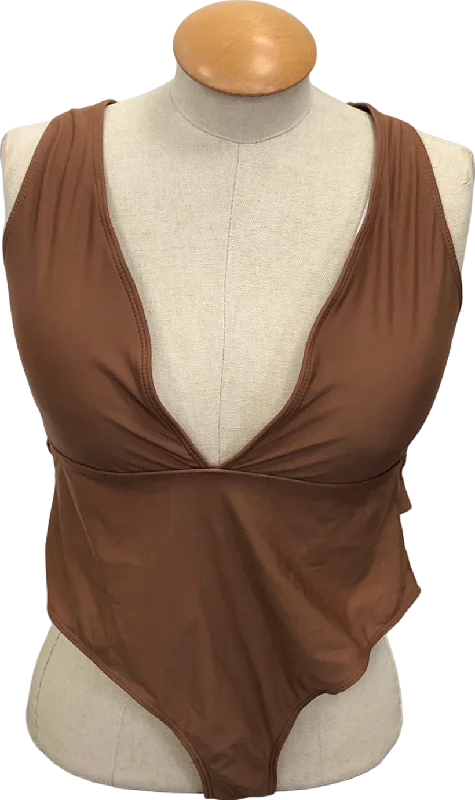 Unbranded Brown V-Neck Swimsuit Body UK XL Summer Ready Swimsuit