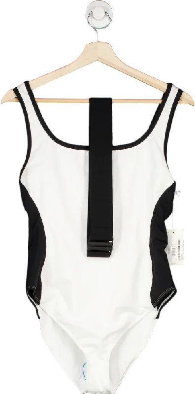 Vaara Black & White Fashion Belted Swimsuit UK L Mesh Detail Bikini