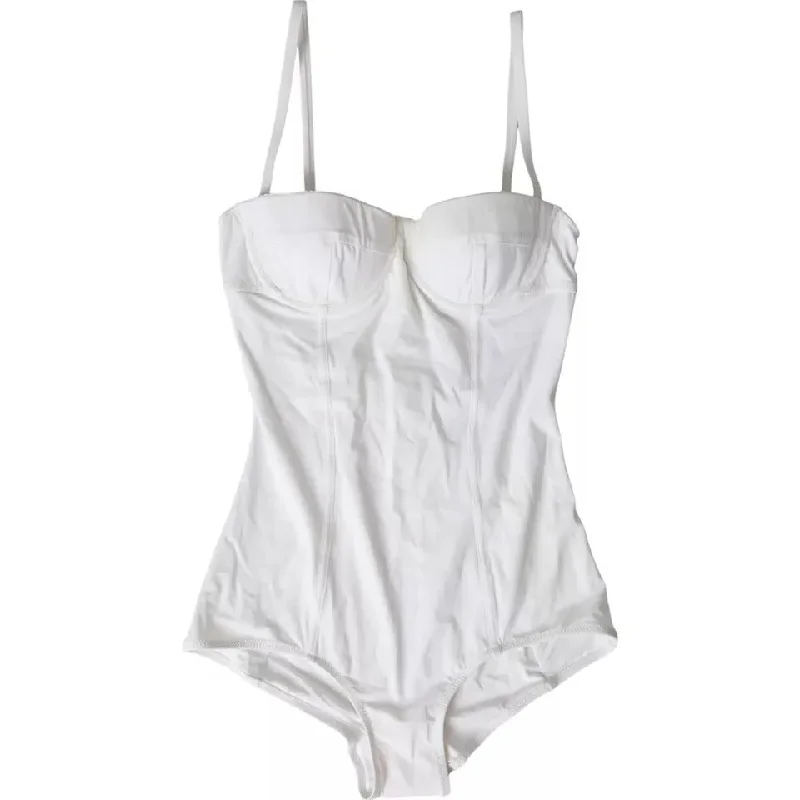 Dolce & Gabbana White Swimsuit One Piece Women Beachwear Bikini Fun Pattern Swimsuit
