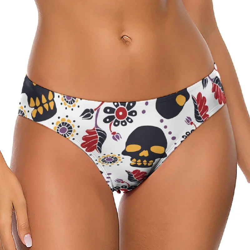 Women's Skull Floral High Quality Swimwear Thong Floral Print Swimsuit