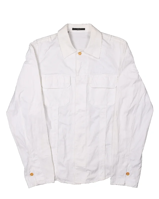 Collared Outershirt-- Print Jacquard Patchwork