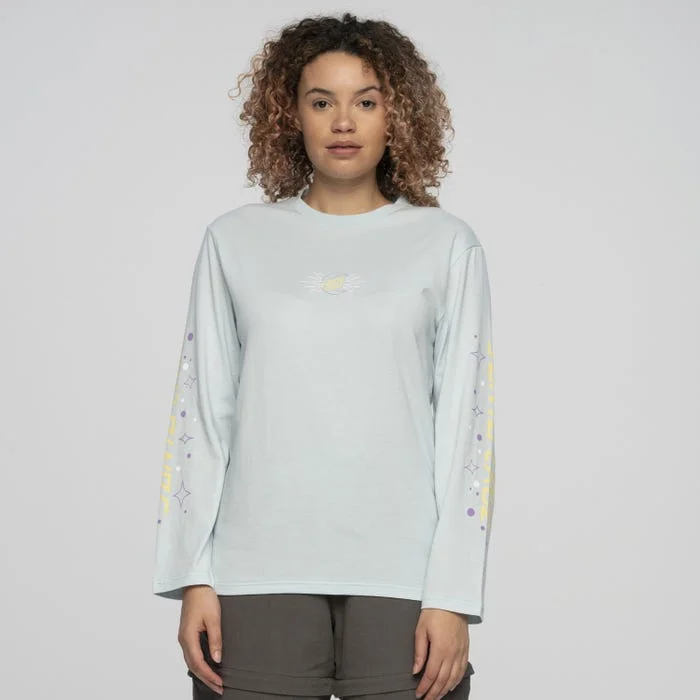 Moon Ray Hand L/S T-Shirt - Baby Blue-- Knit Fabric Woven Fabric Fleece Fabric