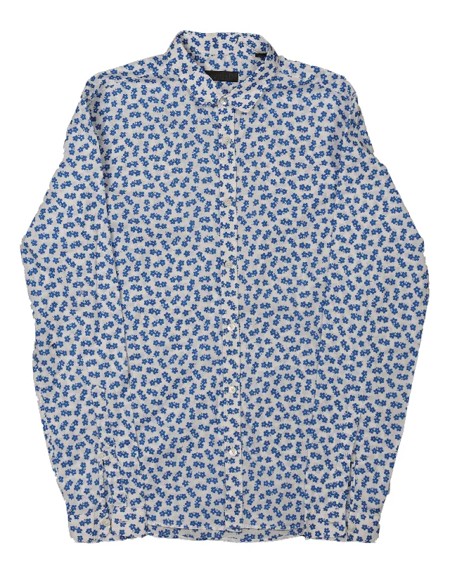 Floral Print Shirt-- Notch Collar Peter Pan Collar Cowl Neck