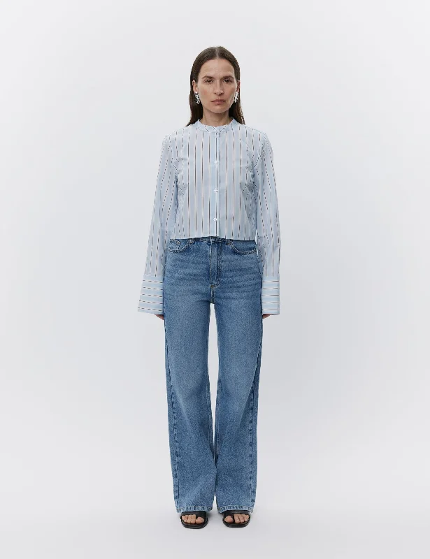 Alexi Classic Stripe Box Shirt | Light Blue-- Terry Blend Velvet Blend Canvas Blend