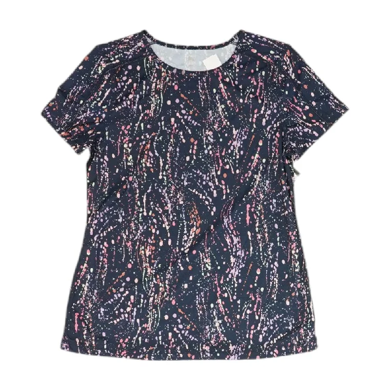 Navy Graphic Crewneck T-Shirt-- Spandex Blend Rayon Blend Denim Blend