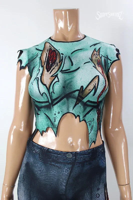 Women's 'ZOMBIE SHIRT'-- Mesh Fabric Canvas Fabric Denim Fabric