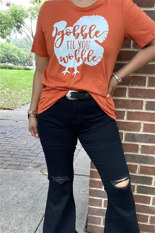 DLH9955 Orange Gobble till you wobble short sleeve t-shirt-- Cozy Warm Stylish