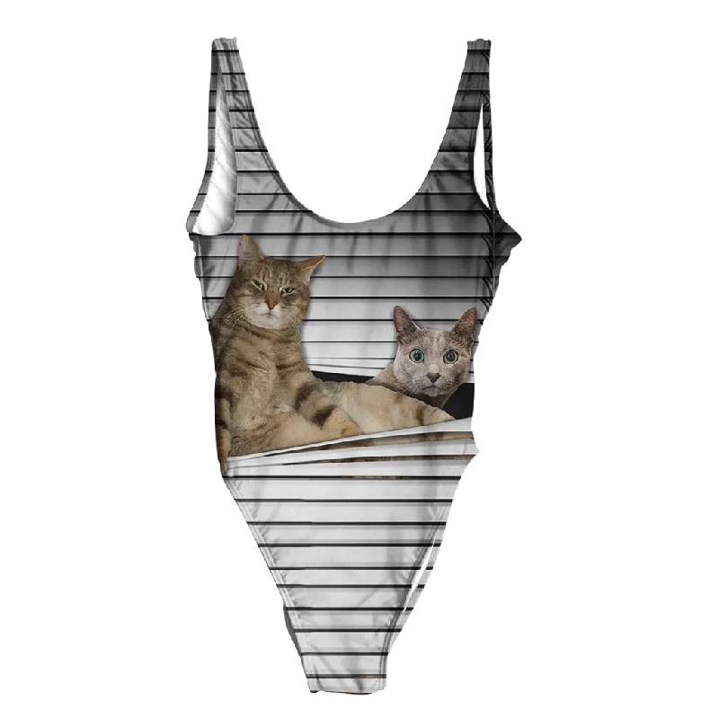 Judgemental Cats Swimsuit - Regular Adjustable Swim Top