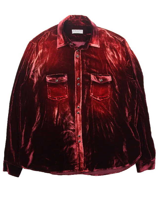 Velvet Button Shirt (2019)-- Spandex Blend Rayon Blend Denim Blend