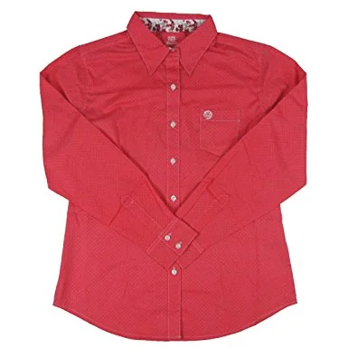 Wrangler George Strait For Her Peach/White Medallion Long Sleeve Shirt - LGS7419-- Collared Crew Neck Turtle Neck Wrangler George Strait For Her Peach/White Medallion Long Sleeve Shirt - LGS7419-- Collared Crew Neck Turtle Neck