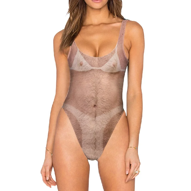 Tan Lines Sexy Chest Swimsuit - High Legged Halter Top Bikini