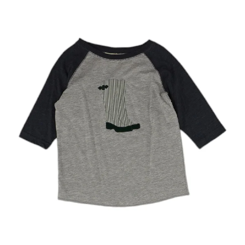 Gray Color Block Raglan T-Shirt-- Terry Blend Velvet Blend Canvas Blend