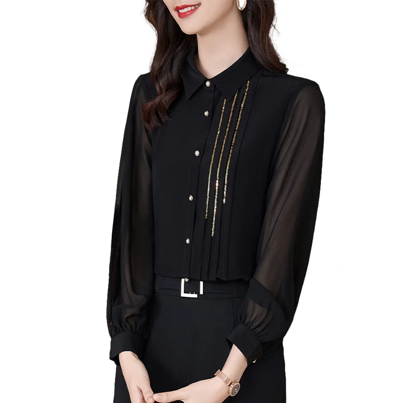 Wholesale High Quality New Elegant Female Loose Shirt Turndown collar Black Casual Women Clothes Tops Office Ladies Blouses-- Striped Floral Plaid Wholesale High Quality New Elegant Female Loose Shirt Turndown collar Black Casual Women Clothes Tops Office Ladies Blouses-- Striped Floral Plaid
