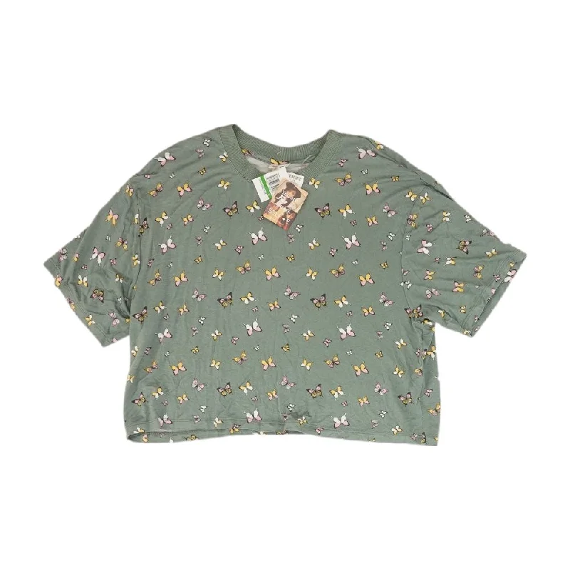 Green MiscCropped T-Shirt-- Lace Blend Ribbed Blend Corduroy Blend