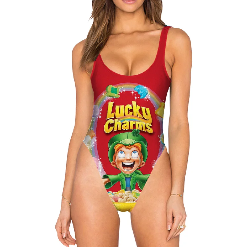 Lucky Charms Swimsuit - High Legged Plunge Neckline Swimsuit