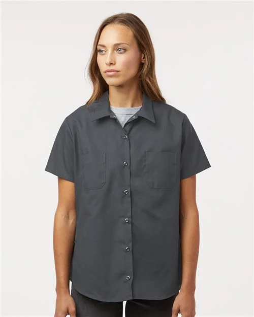 Women's Industrial Short Sleeve Work Shirt-- Elegant Classic Vintage
