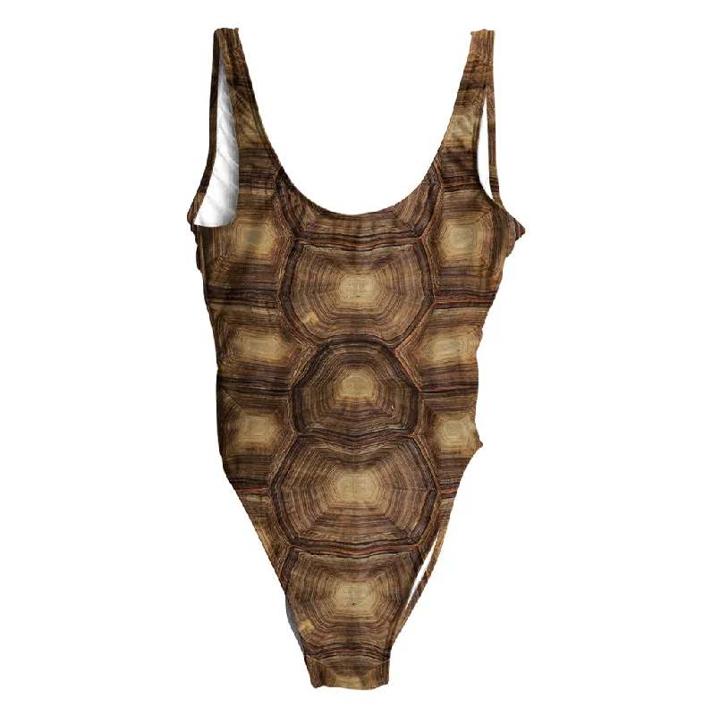 Turtle Shell Swimsuit - Regular Mesh Panel Swimwear