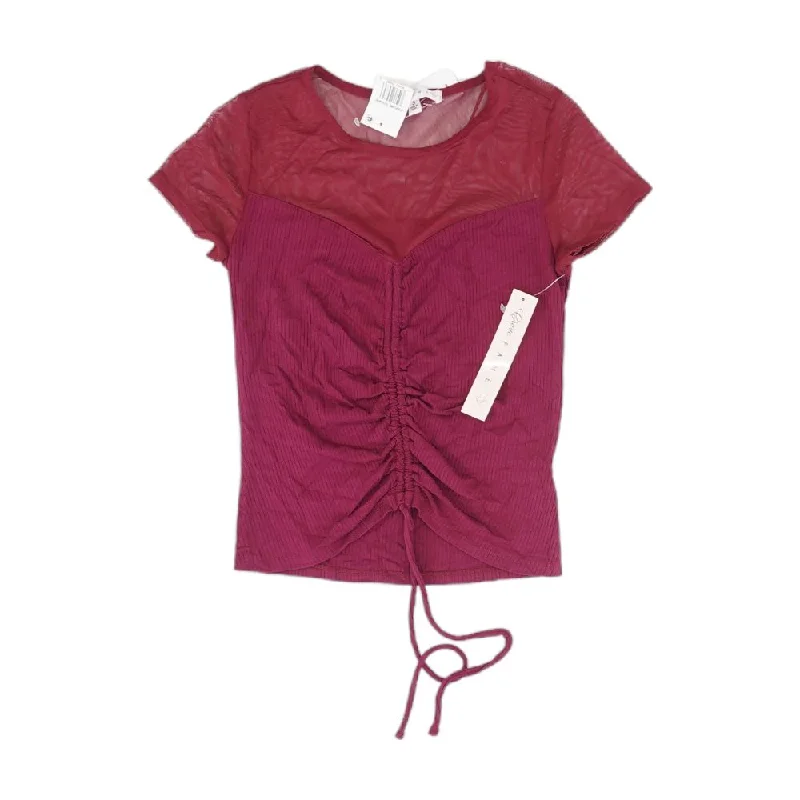 Maroon Solid T-Shirt-- Striped Floral Plaid