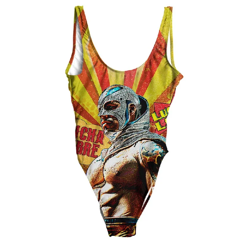 Lucha Libre Swimsuit - Regular V-Neck Swim Dress