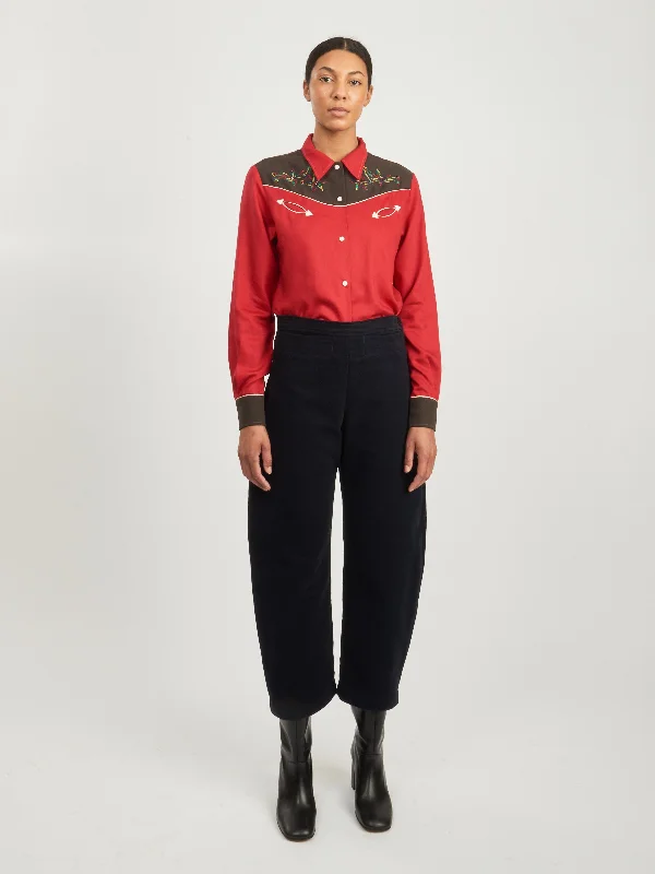 Red Jumper Western Shirt-- Zippered Front Buttoned Front Snap Front