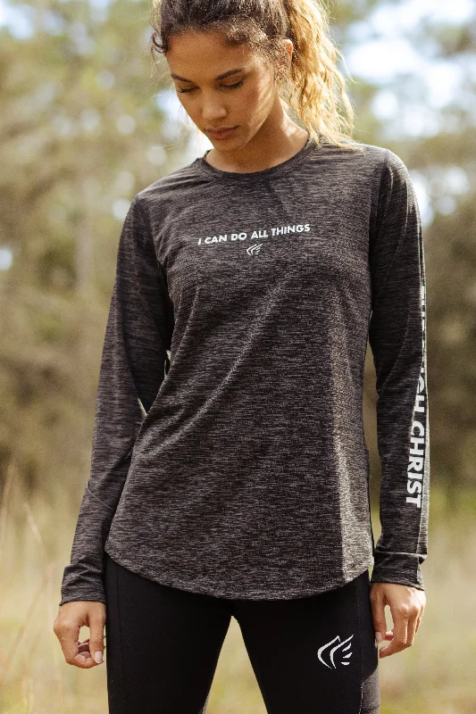 Women's Through Christ Longsleeve Performance Shirt-- Zippered Front Buttoned Front Snap Front Women's Through Christ Longsleeve Performance Shirt-- Zippered Front Buttoned Front Snap Front