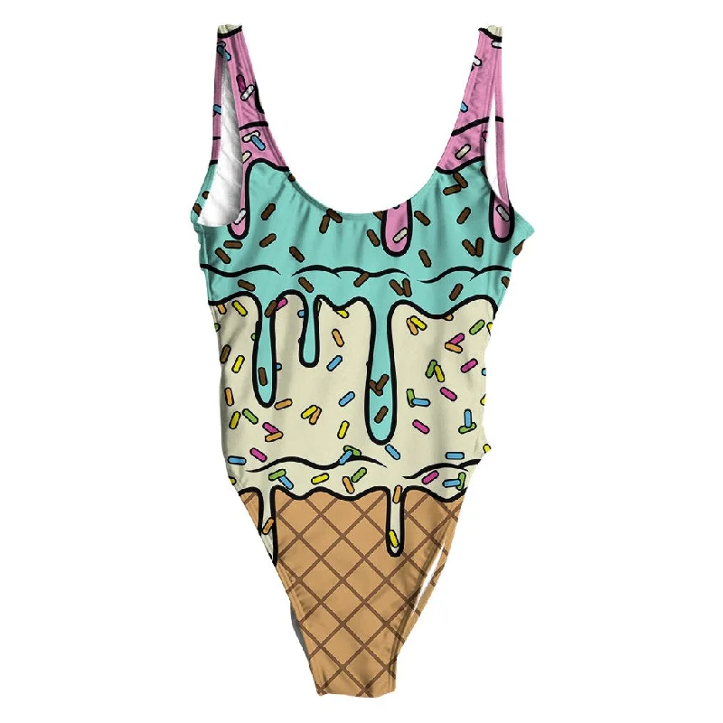 Ice Cream Drip Swimsuit - Regular Push-Up Bikini Top