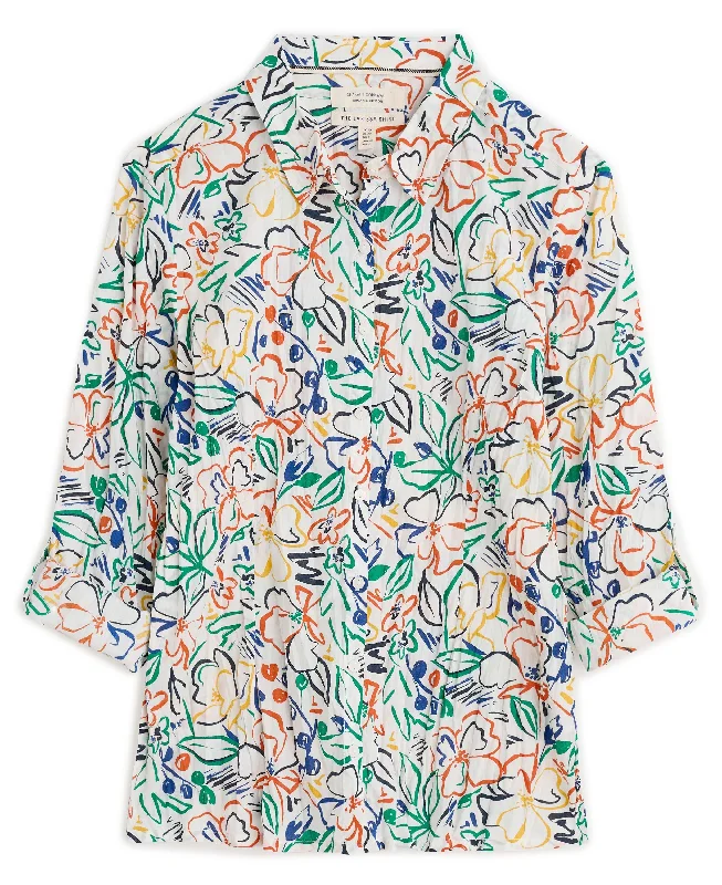 Larissa Shirt - Painters Garden Chalk-- Zippered Buttoned Snapped