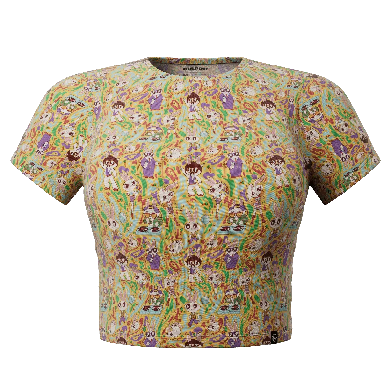 Disco Bunnies🕺🐰 Cropped T-Shirt-- Modern Contemporary Chic