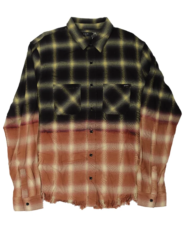 Bleached Shadow Plaid Shirt-- Collared Crew Neck Turtle Neck