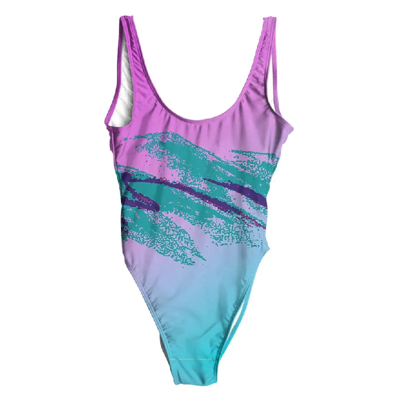 90's Swoosh Vaporwave Swimsuit - Regular Sexy Monokini Swimsuit