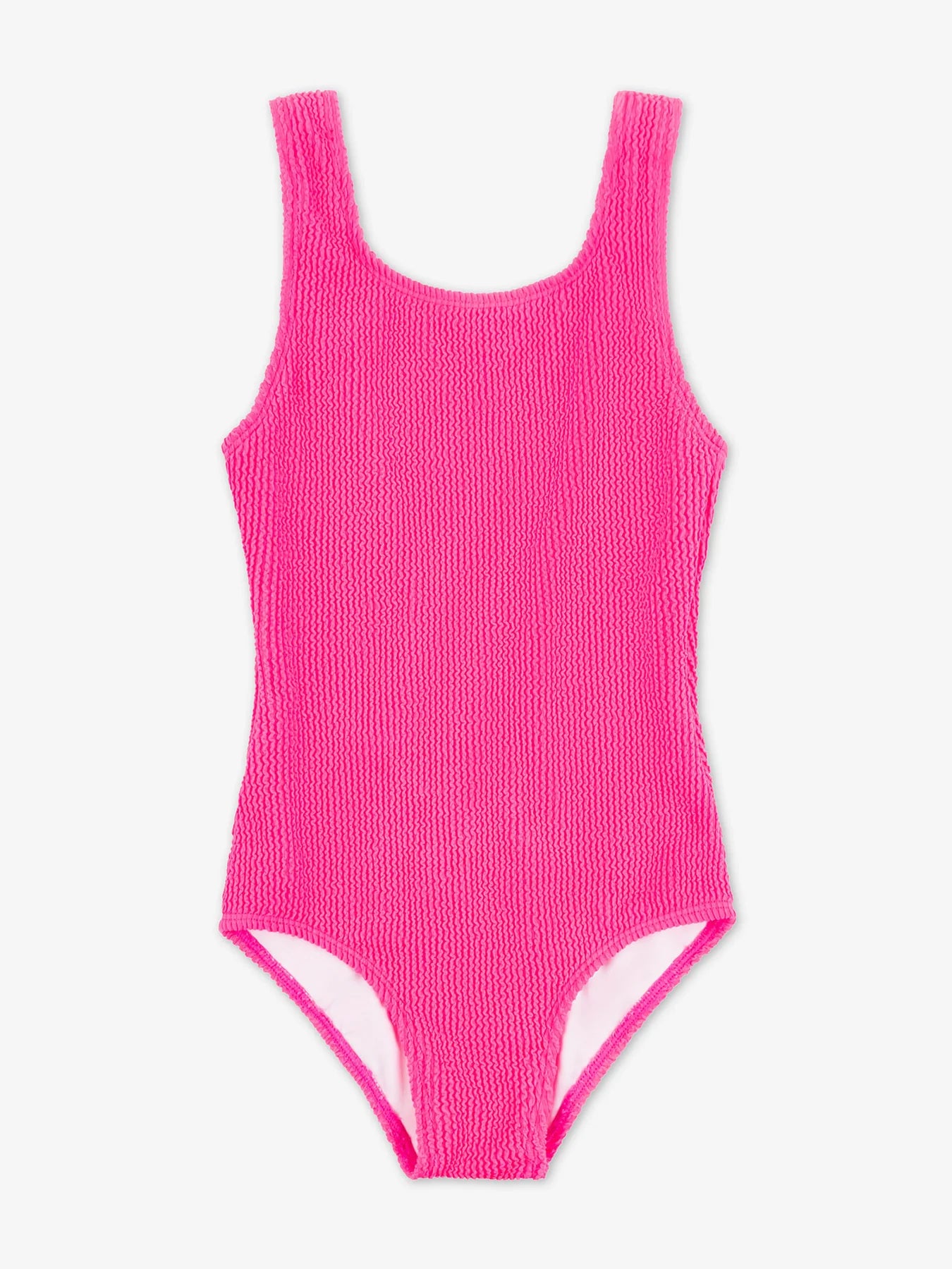 Addison - Square Neck One Piece Swimsuit with Crinkle Texture Fabric Elegant Ruffle Swimsuit