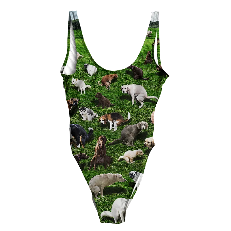 Pooping Dogs Swimsuit - Regular Bold High-Cut Bikini