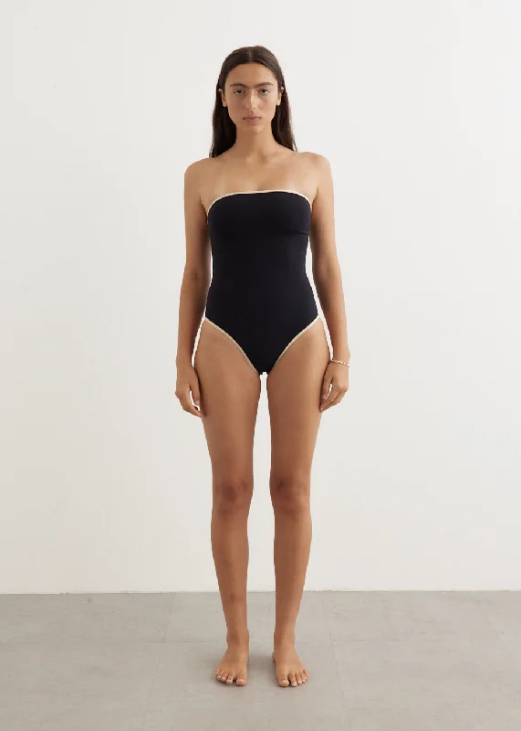 Stripe Edge Strapless Swimsuit Push-Up Swimsuit Top