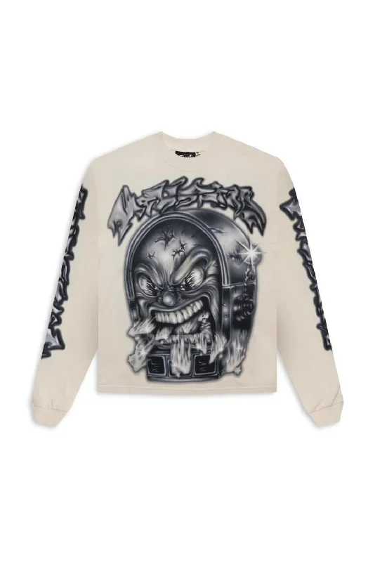 Mark Long Sleeve T-shirt (White)-- Print Jacquard Patchwork