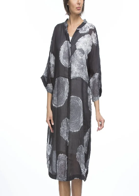 Fossil Print Shirtdress-- Chenille Blend Fleece Blend Nylon Blend
