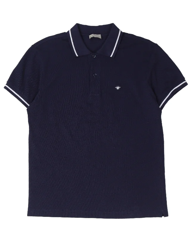 Bee Embroidery Polo Shirt-- Embroidered Appliqued Beaded