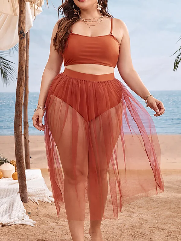 Three Piece Spaghetti Strap Swimsuit Set Chic Bikini Set