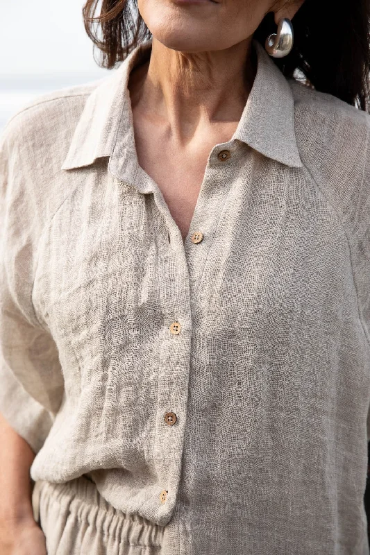 Gauze Linen Shirt | Natural-- Jersey Fabric Tulle Fabric Batik Fabric