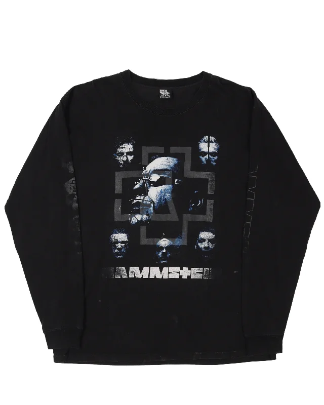 Rammstein Logo L/S T-Shirt-- Hooded Caped Shawl Collar