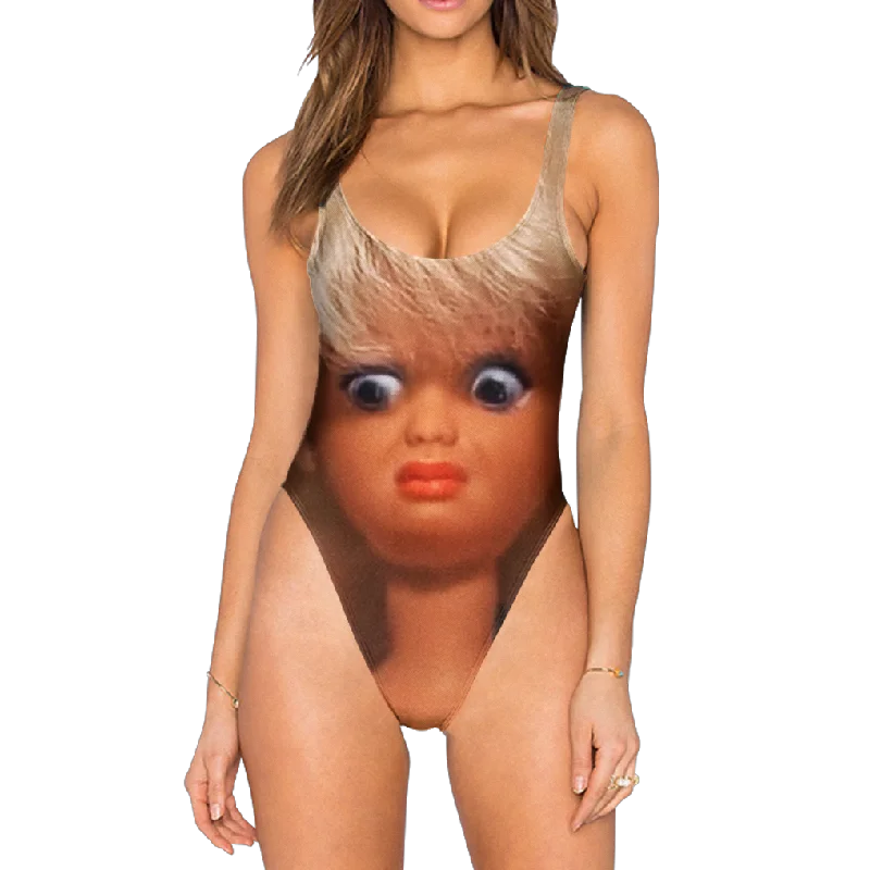 Disgust Barbie Swimsuit - High Legged Bold Color Swimsuit