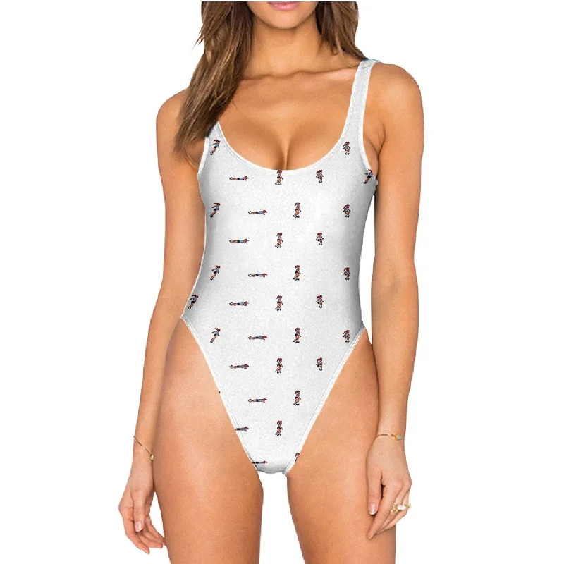 Sk8 Bit Swimsuit - High Legged Two-Piece Beachwear