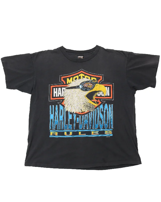 1980's Harley Davidson T-Shirt-- Silk Blend Satin Velvet