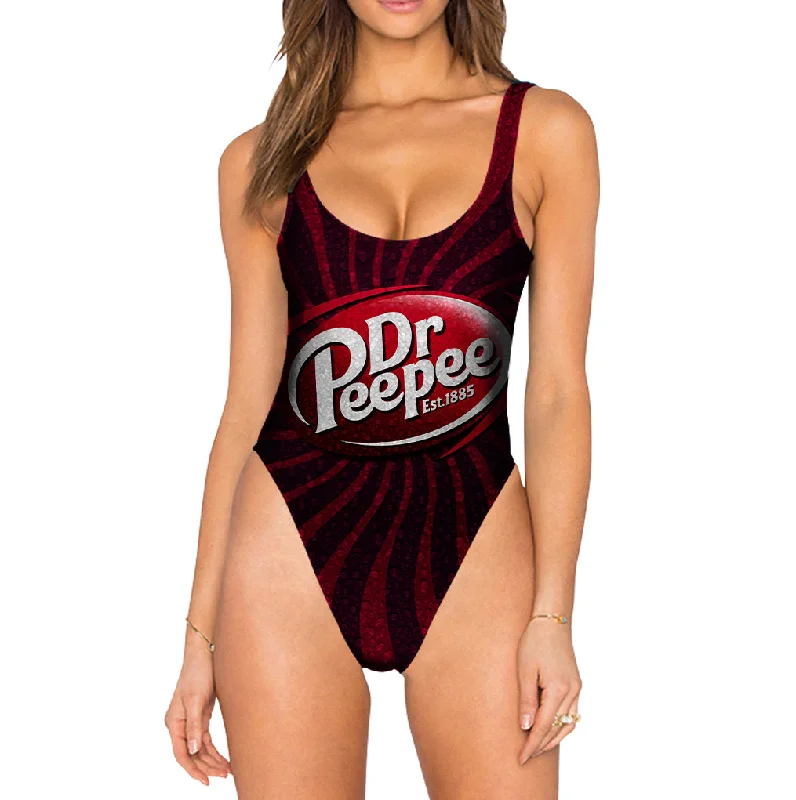 Dr Peepee Swimsuit - High Legged Fun Pattern Swimsuit